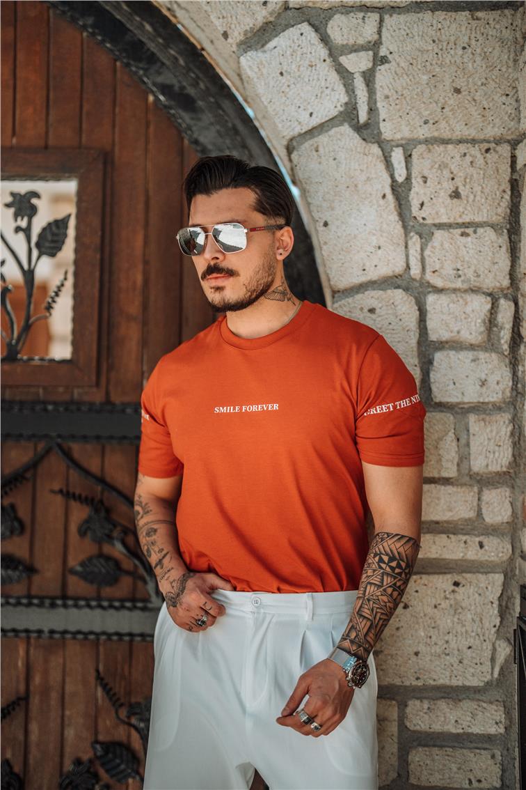 SMILE FOREVER Oversize T-Shirt Orange