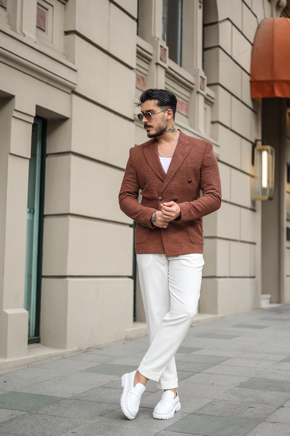 Special Toka Düğmeli Örme Detay Ceket Kahve