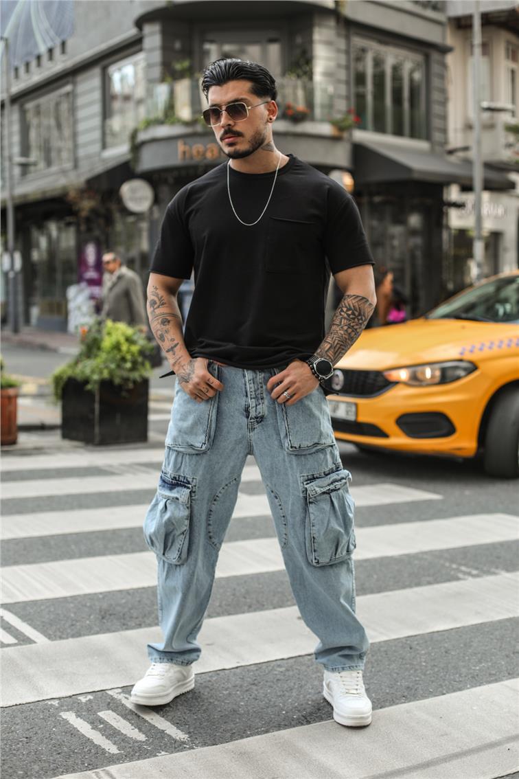 Street Baggy Jean Yıkamalı Mavi