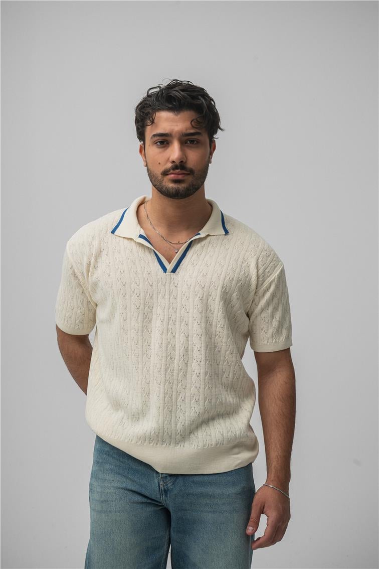 Structured Polo Oversize T-Shirt Beyaz