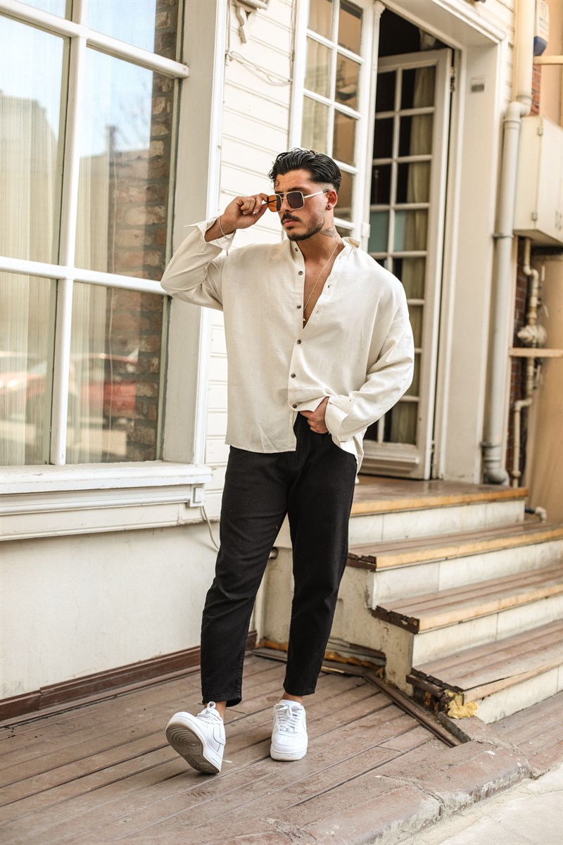 Süper Oversize Keten Gömlek