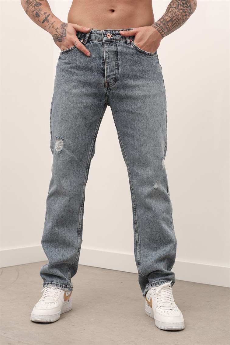 Taşlama Detaylı Baggy Jean