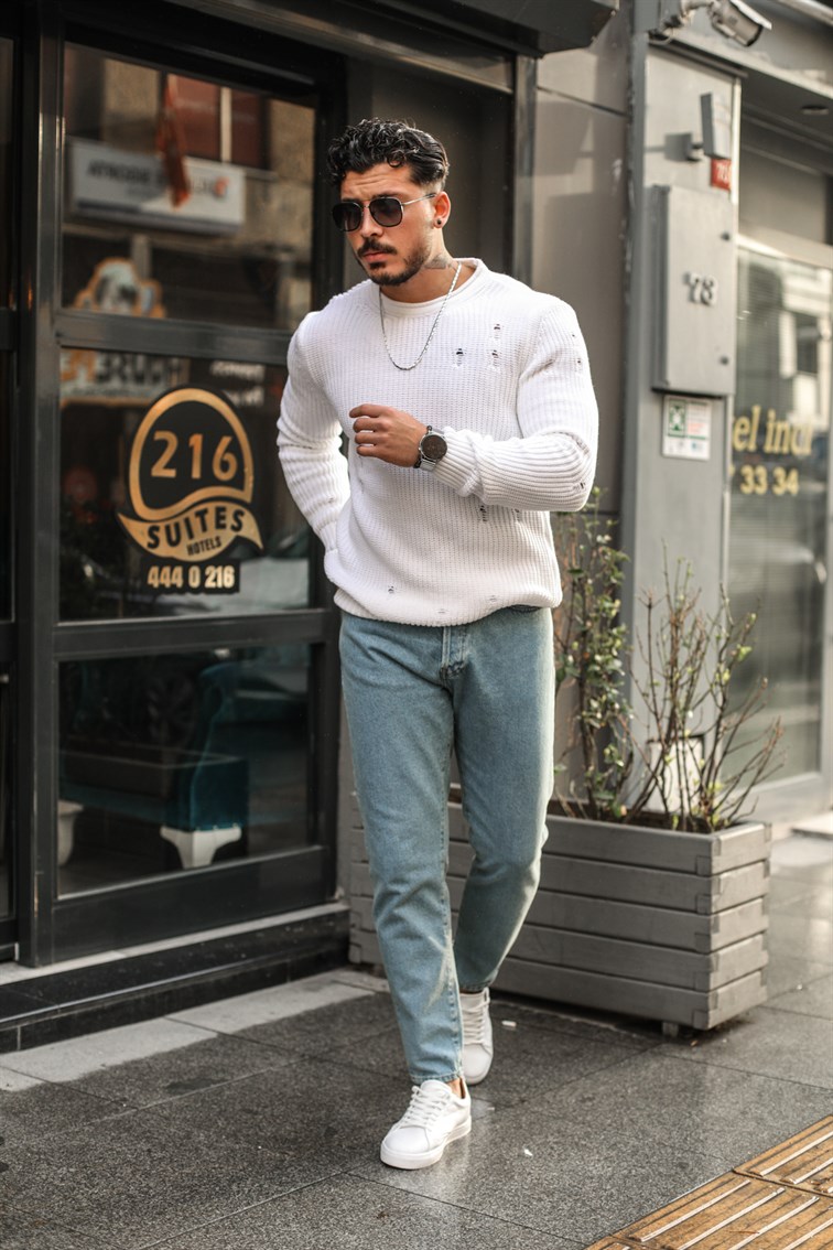 Taşlamalı Örgülü Kazak