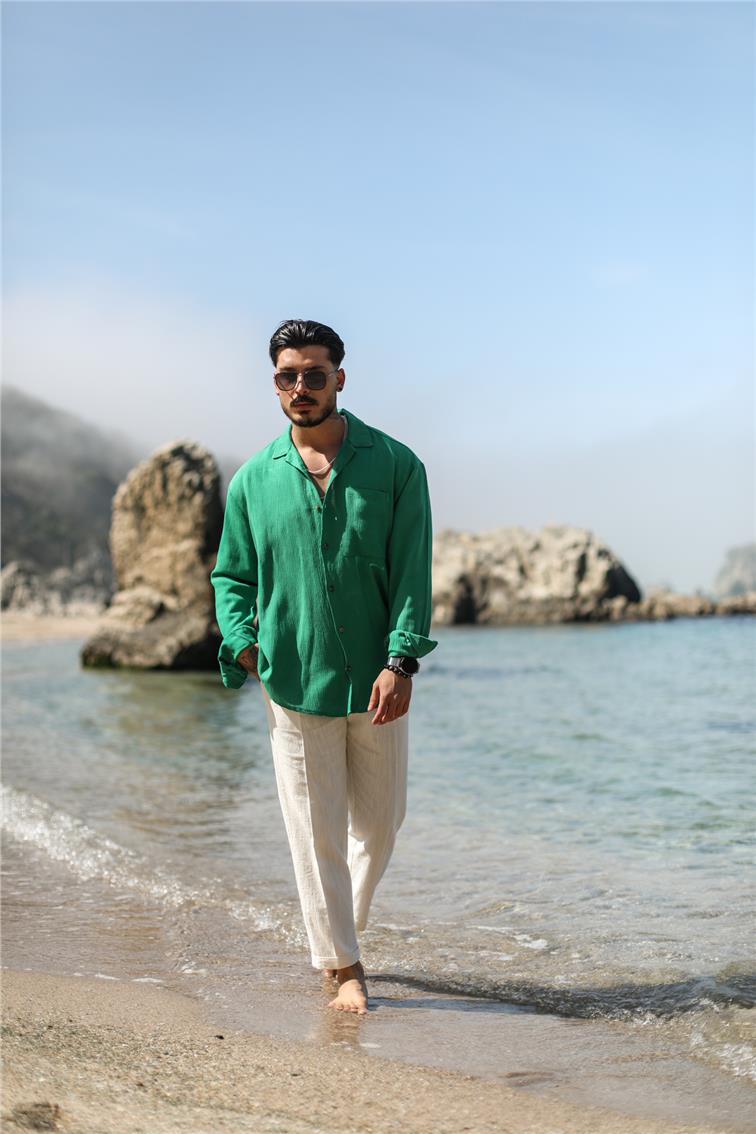 Tek Cepli Oversize Gömlek Yeşil