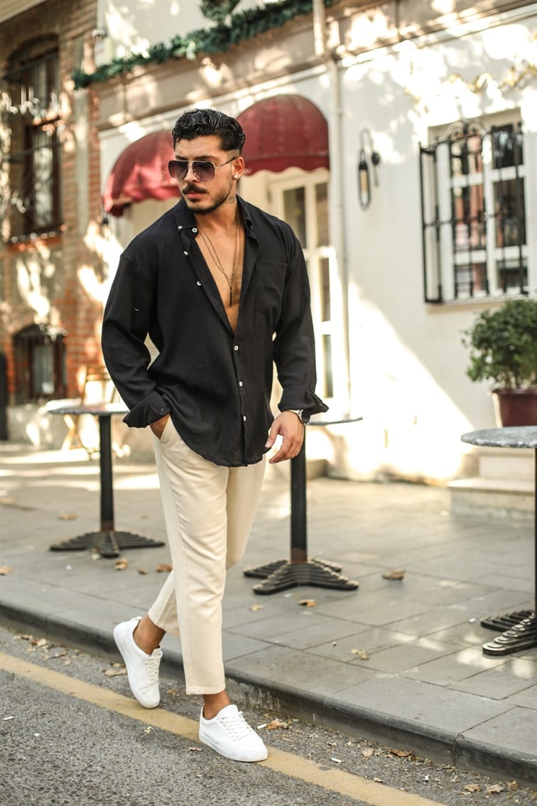 Tek Cepli Uzun Kollu Oversize Gömlek