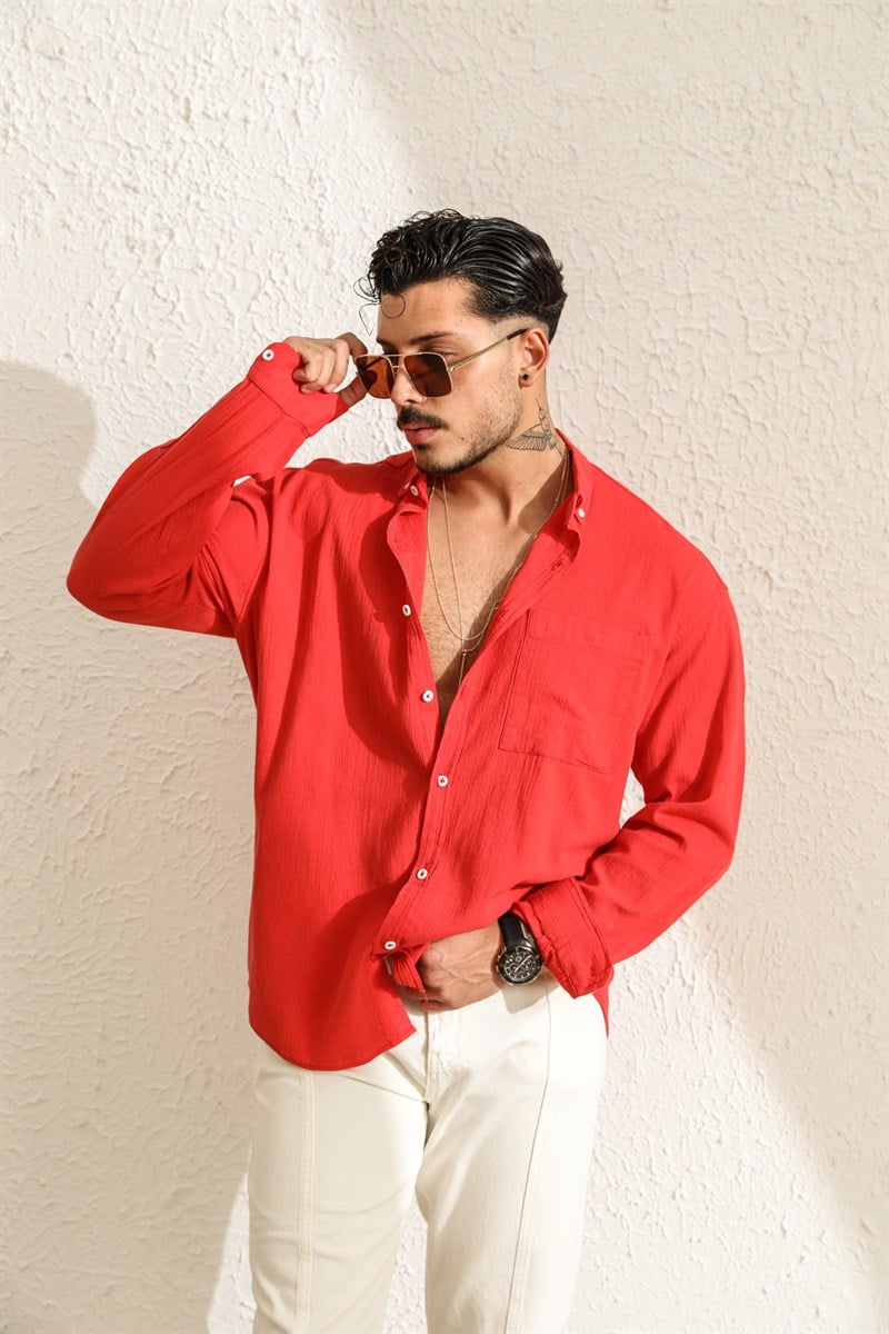 Tek Cepli Uzun Kollu Oversize Gömlek