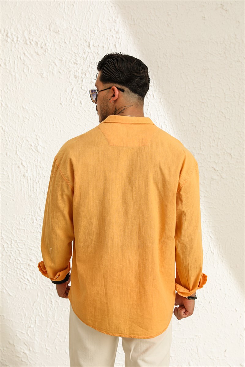 Tek Cepli Uzun Kollu Oversize Gömlek Turuncu · 6