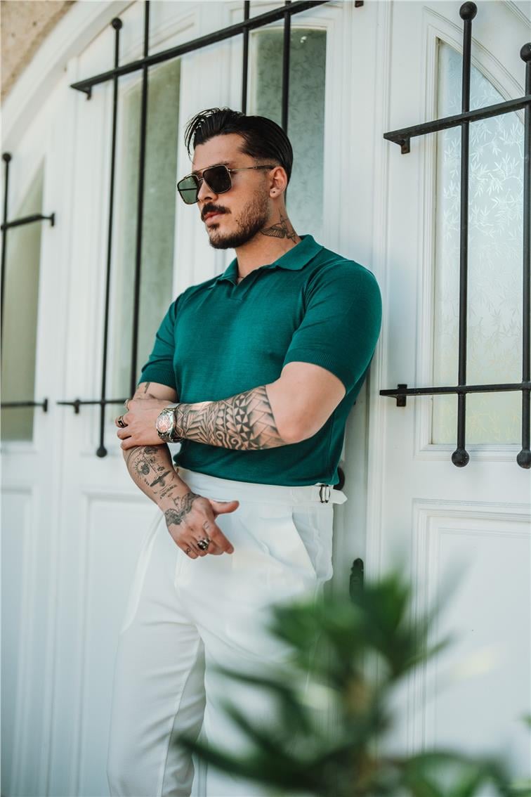 Triko Polo Yaka Slim Fit T-Shirt Turkuaz