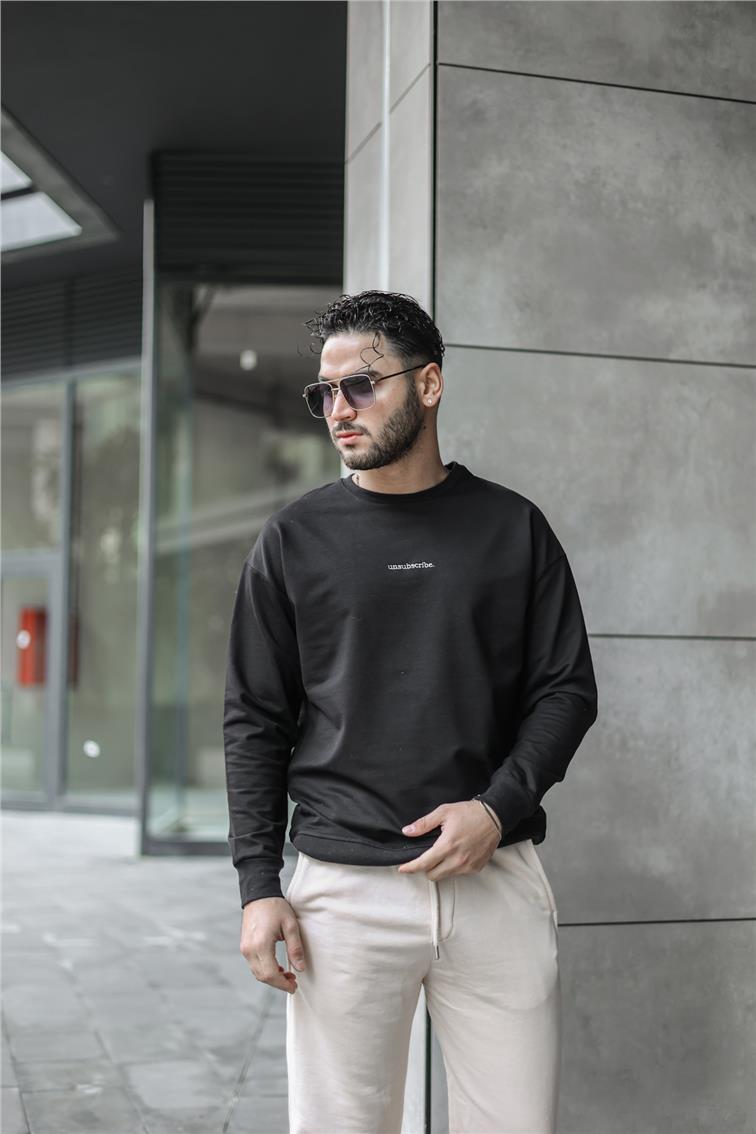 UNSUBSCRİBE Baskılı Oversize Sweatshirt Siyah