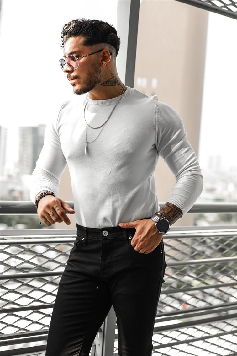 Uzun Kollu Basıc Triko Sweatshirt