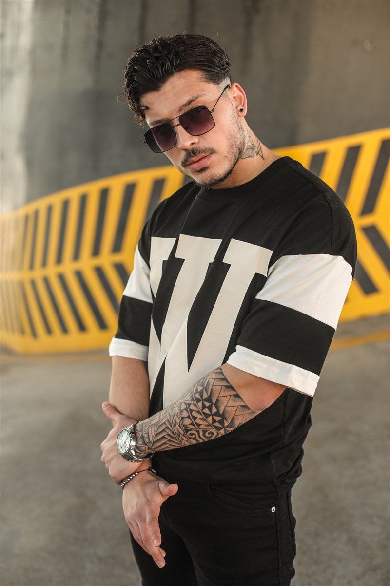W Baskılı Oversize T-Shirt