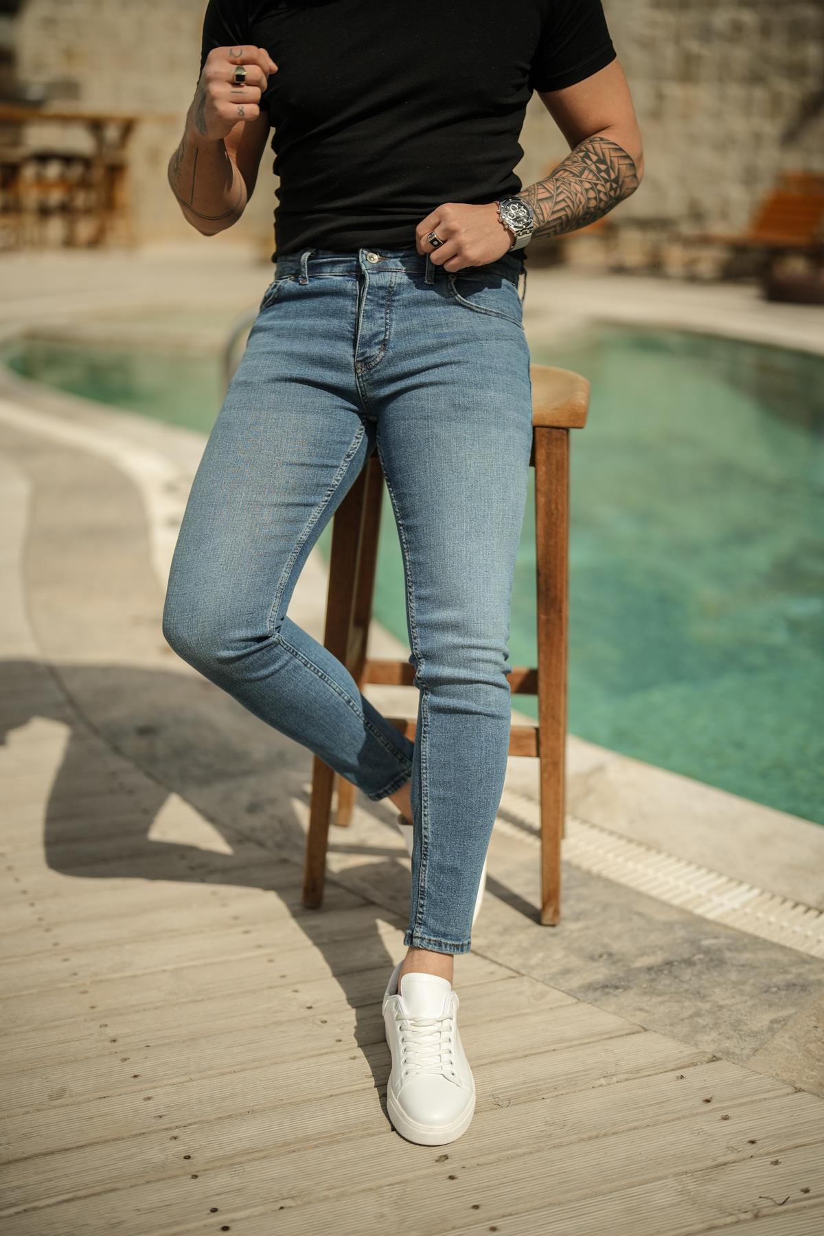 West Skinny Jean Yıkamalı Mavi
