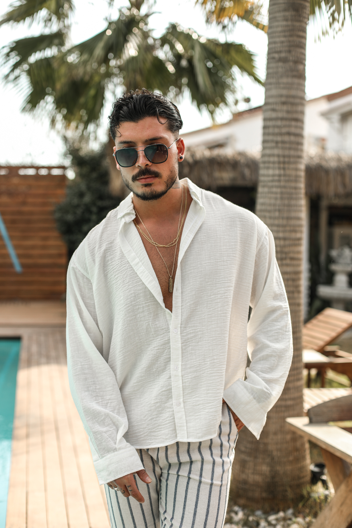 Yaka Düğmeli Basic Regular Fit Gömlek Beyaz