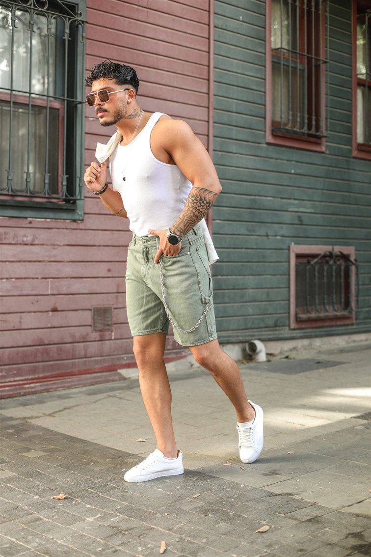 Yan Cep Detaylı Jean Şort