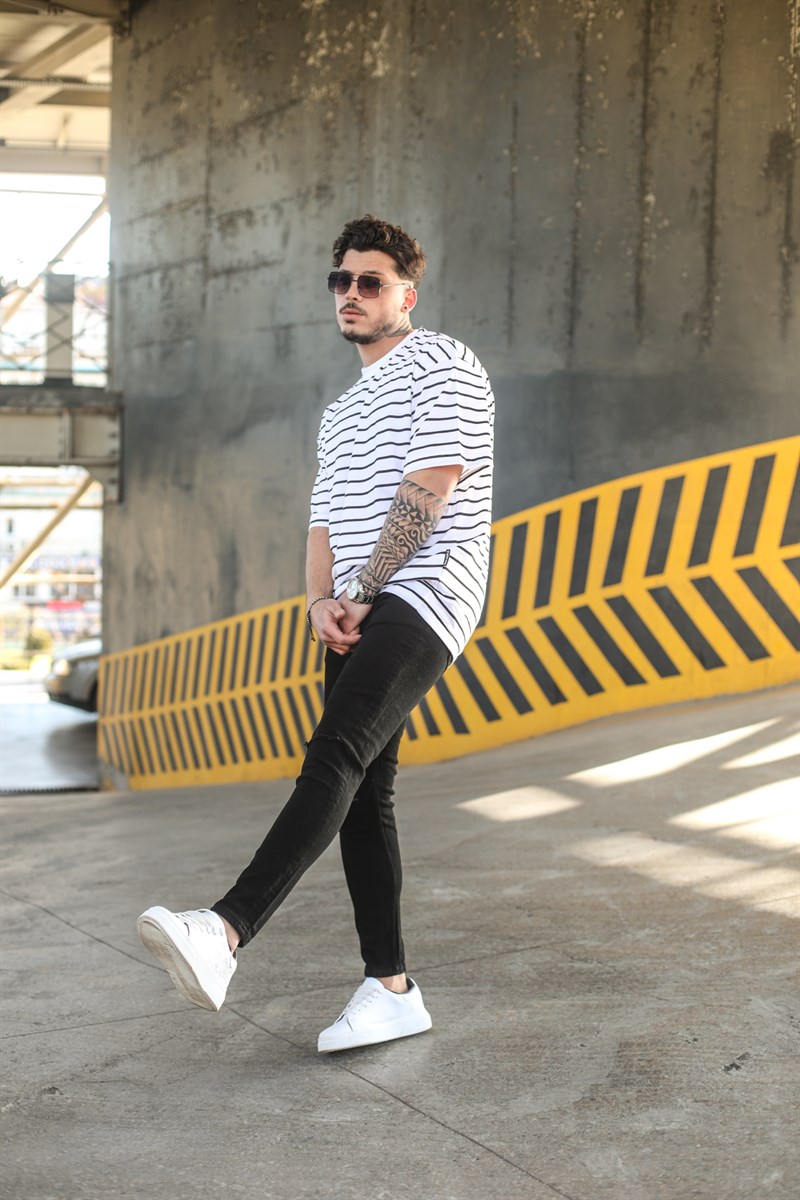 Yan Cizgili Oversize T-Shirt