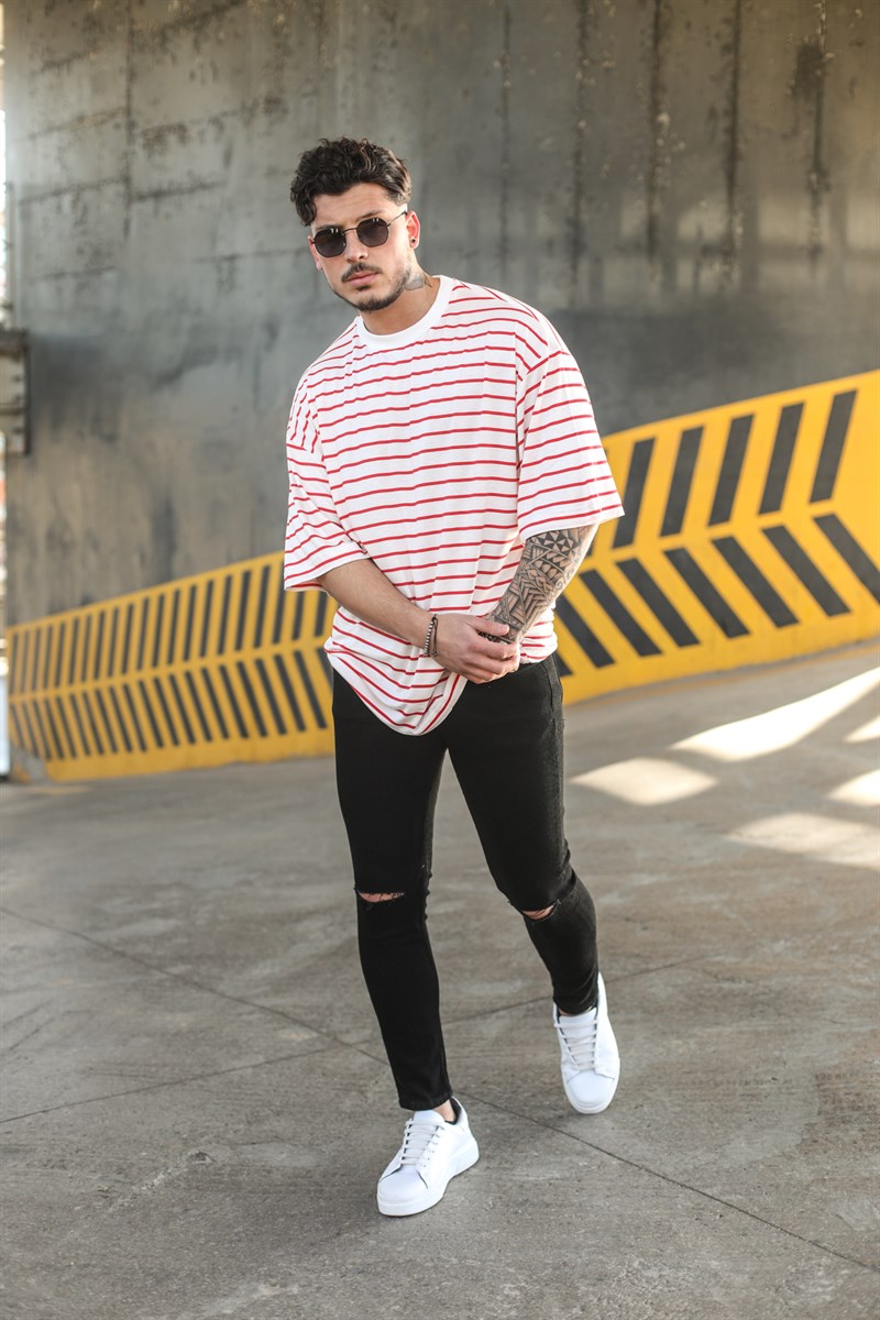 Yan Cizgili Oversize T-Shirt