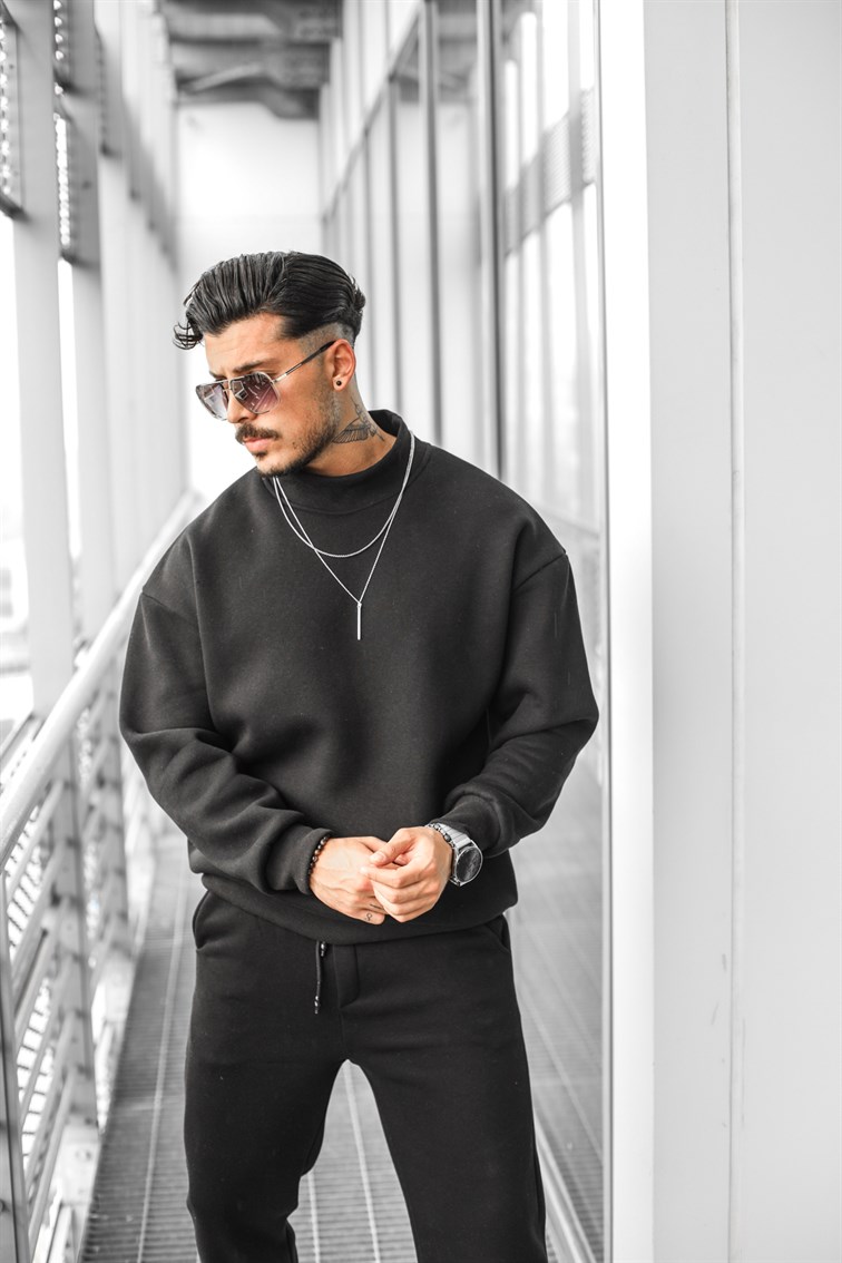 Yarım Dik Yaka Oversize Sweatshirt