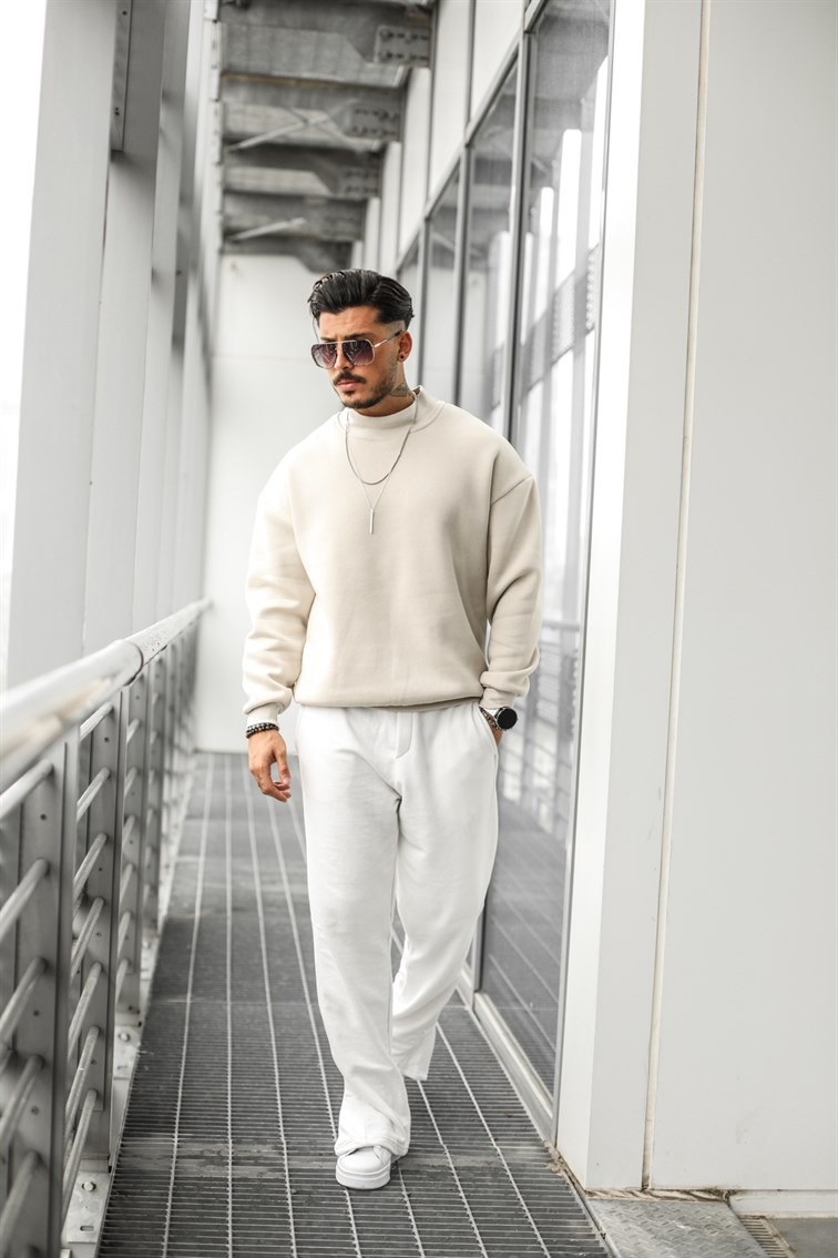 Yarım Dik Yaka Oversize Sweatshirt