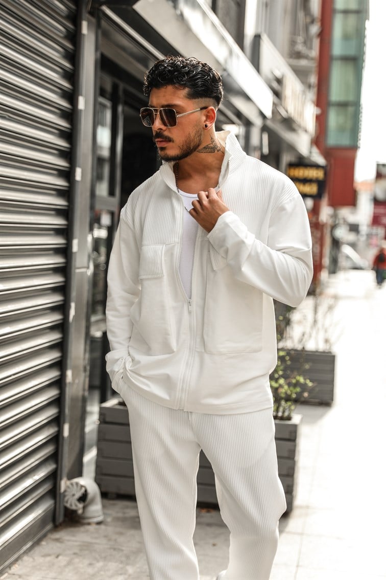 Yarım Fitilli Fermuarlı Oversize Ceket