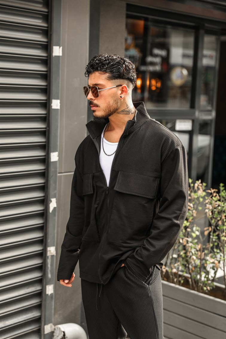 Yarım Fitilli Fermuarlı Oversize Ceket