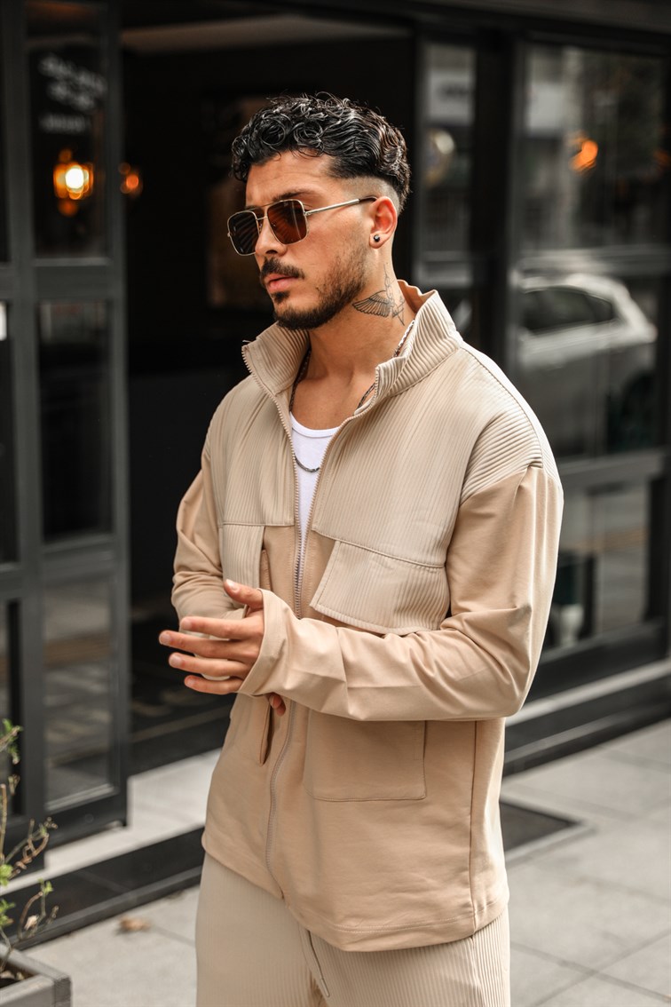 Yarım Fitilli Fermuarlı Oversize Ceket