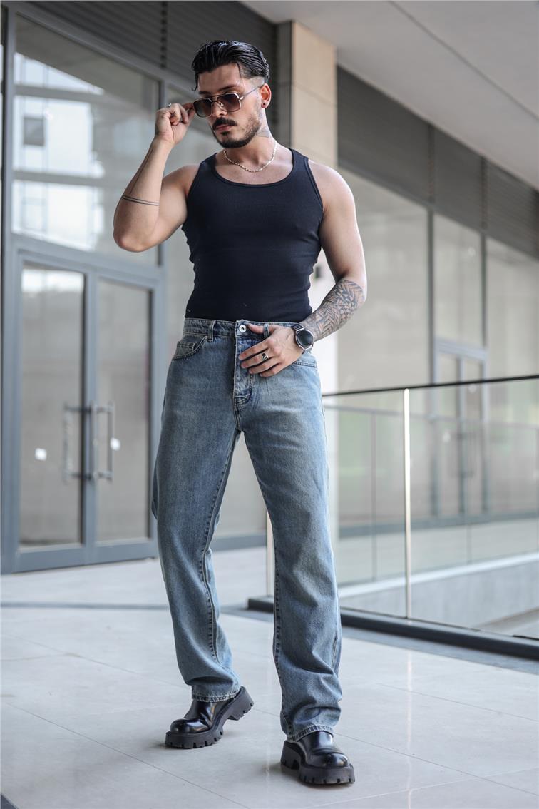 Yıkamalı Baggy Jean Yıkamalı Mavi