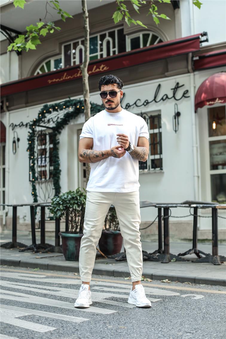 Yıkamalı Basic Jogger Jean Ekru