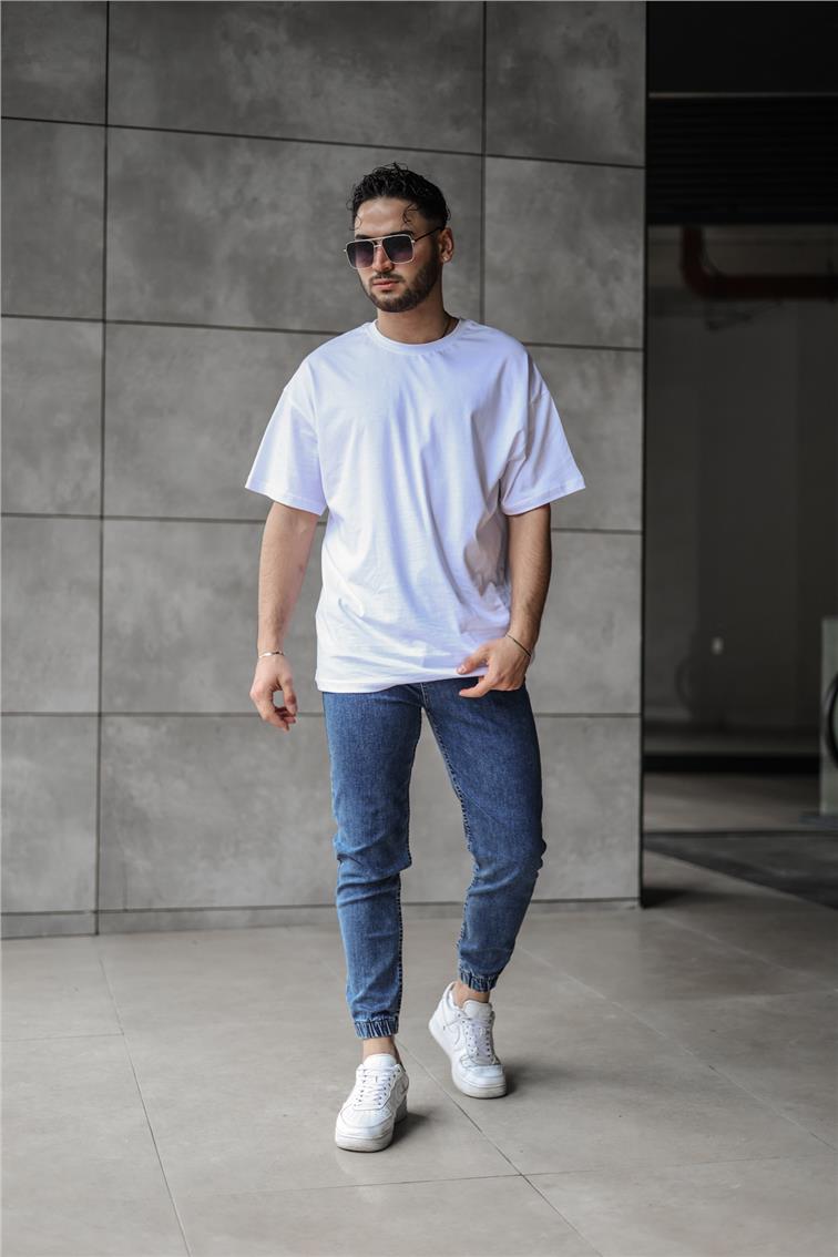 Yıkamalı Basic Jogger Jean Koyu Mavi
