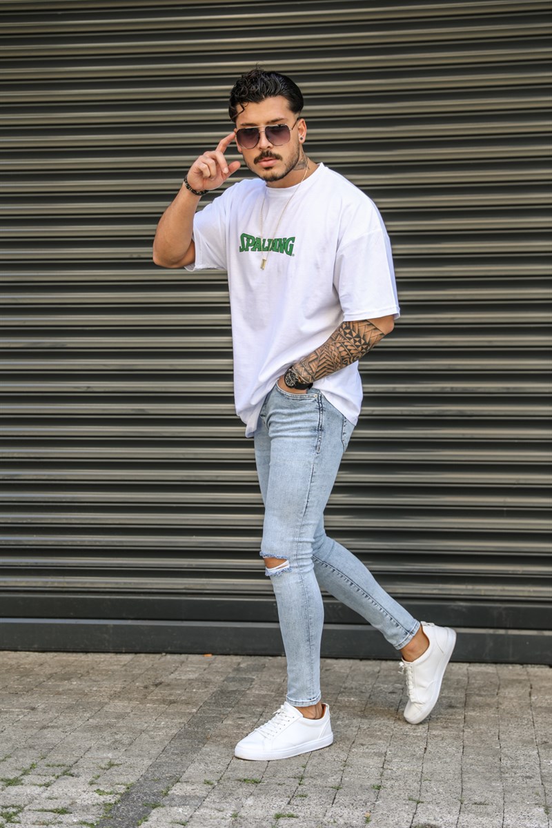 Yıkamalı Çift Dizi Yırtık Skinny Jean