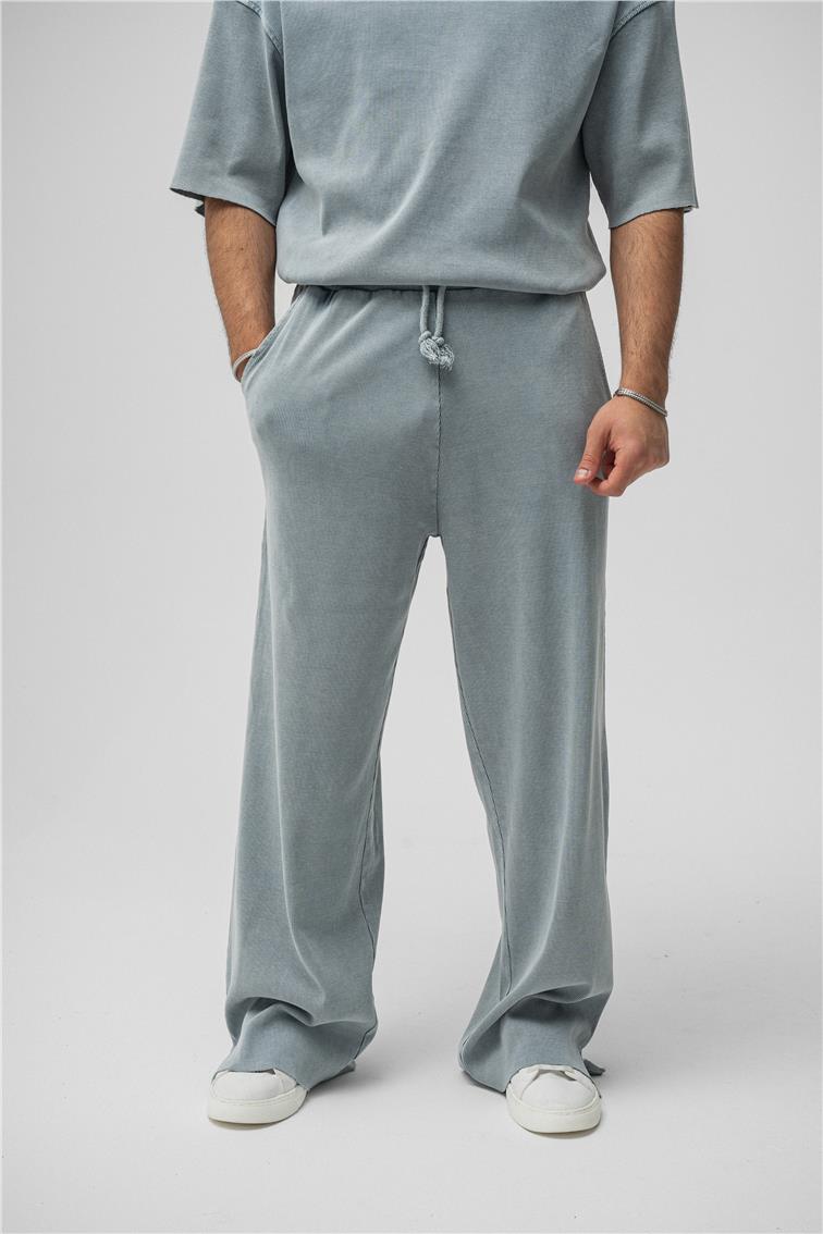 Yıkamalı Fitilli Baggy Yıkamalı Gri