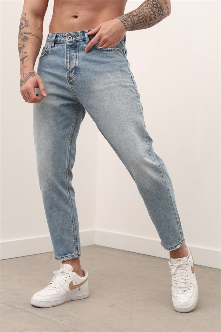 Yıkamalı Mavi Boyfriend Jean
