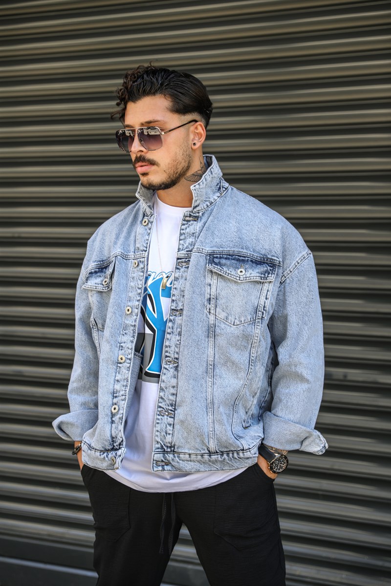 Yıkamalı Mavi Kot Ceket