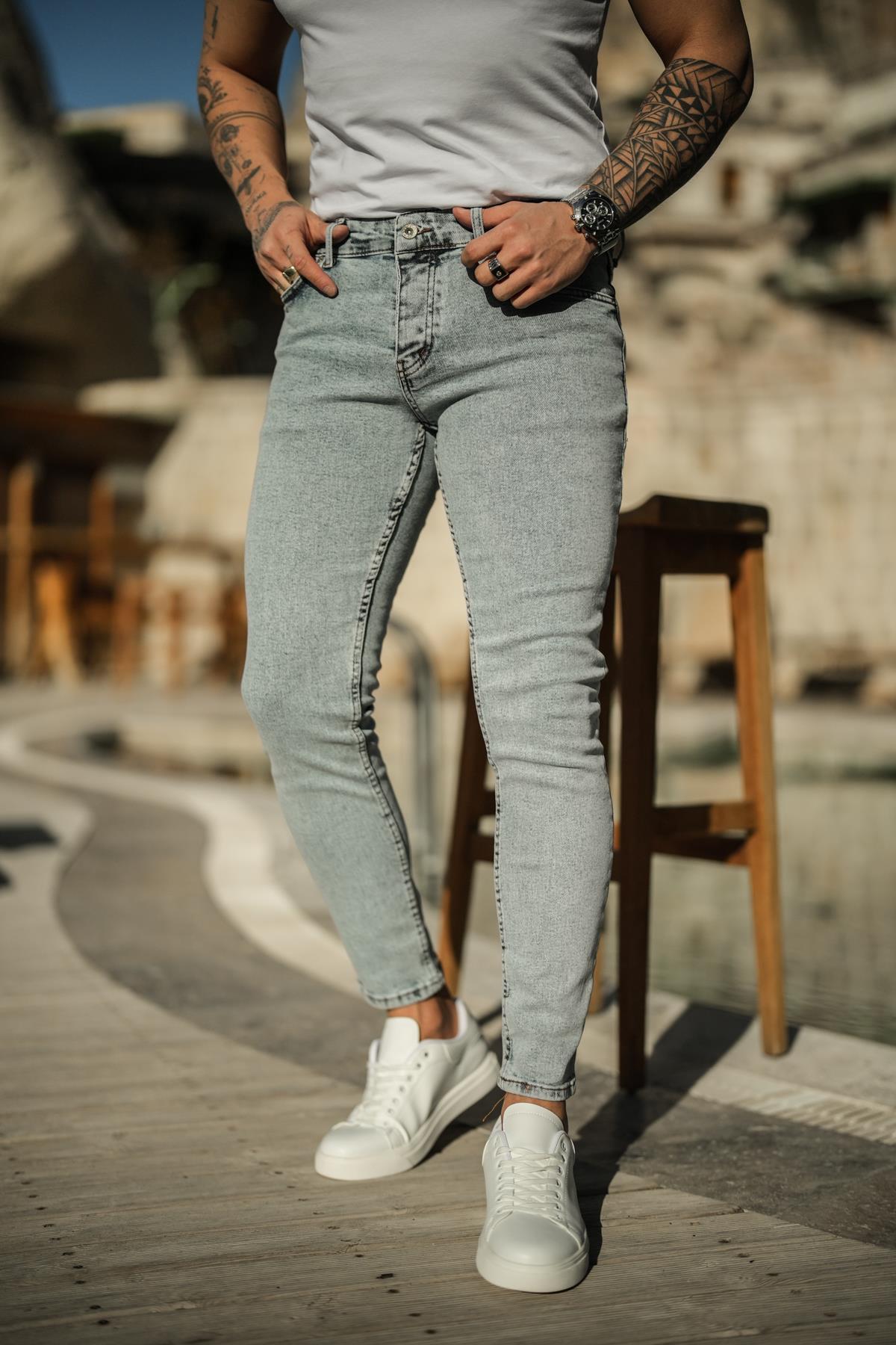 Yıkamalı Skinny Jean Kar Yıkamalı Mavi