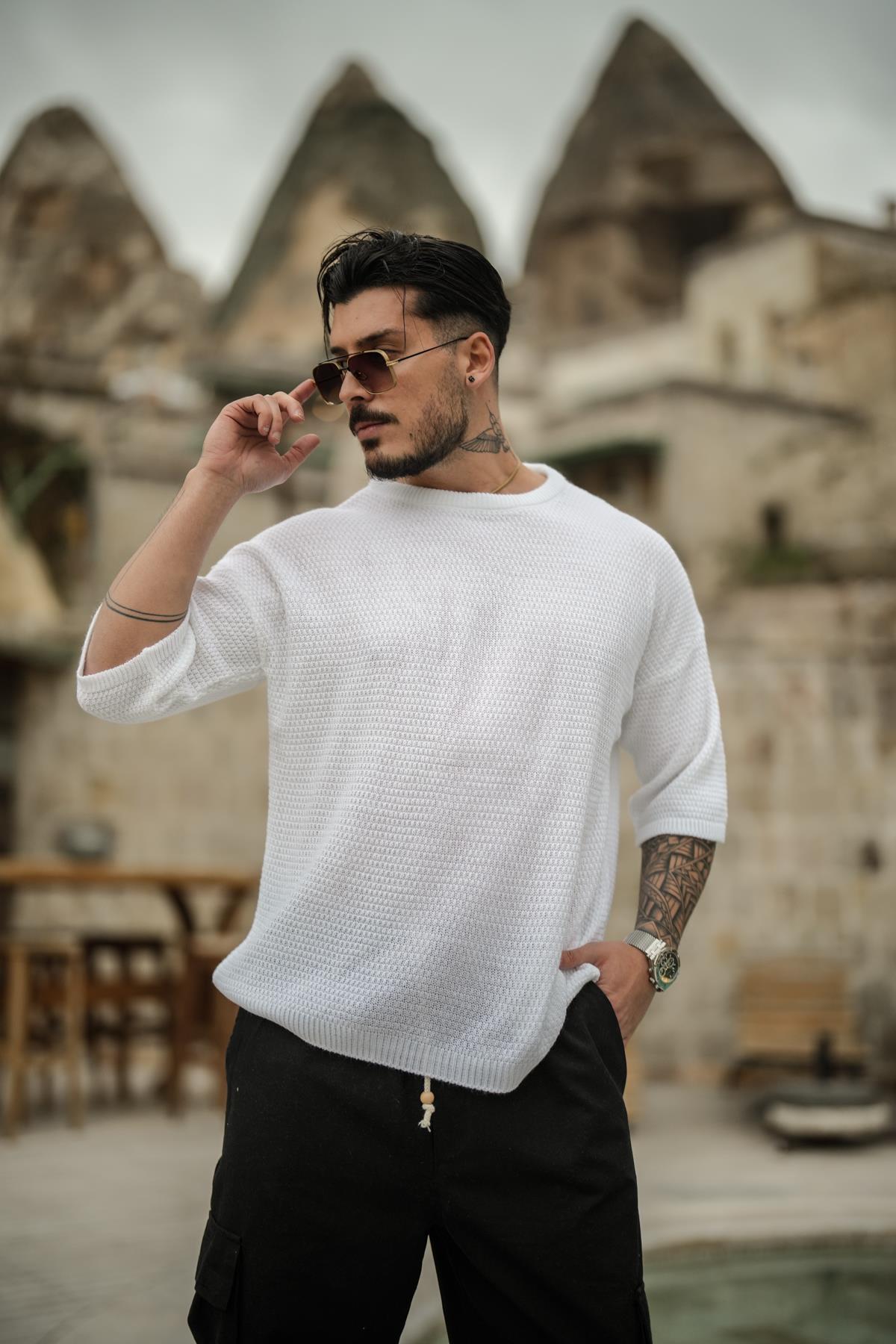 Yumuşak Pamuklu Oversize T-Shirt Beyaz