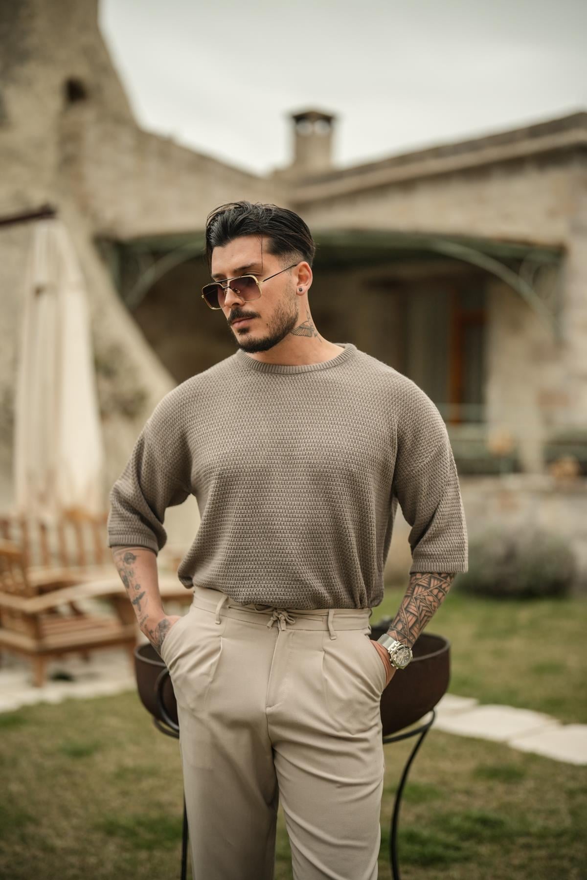 Yumuşak Pamuklu Oversize T-Shirt Kahve