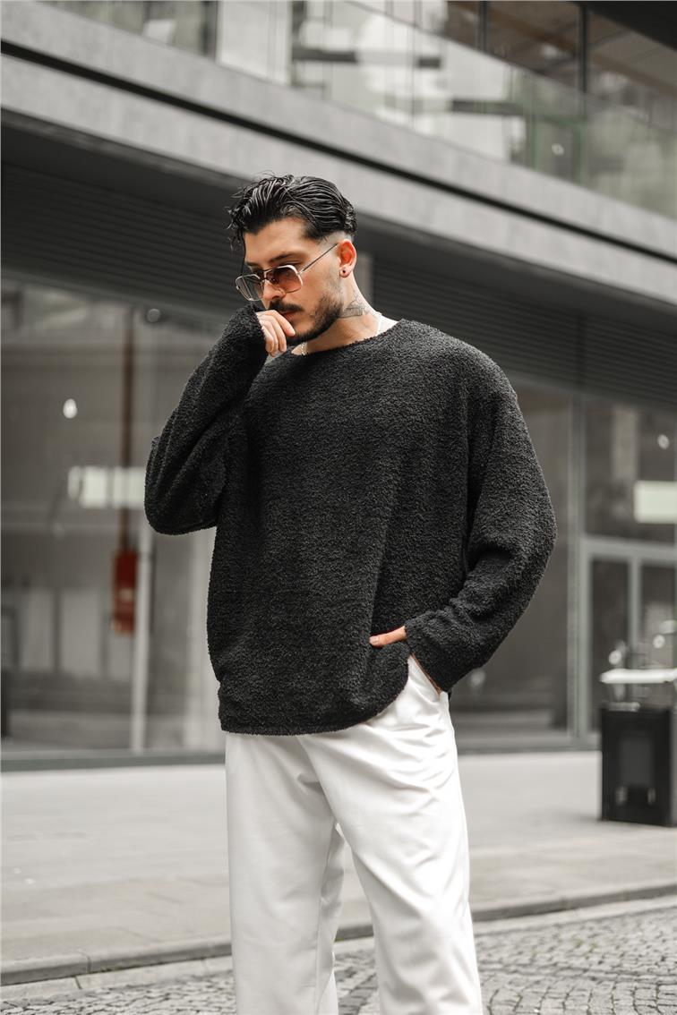Yün Oversize Kazak Siyah