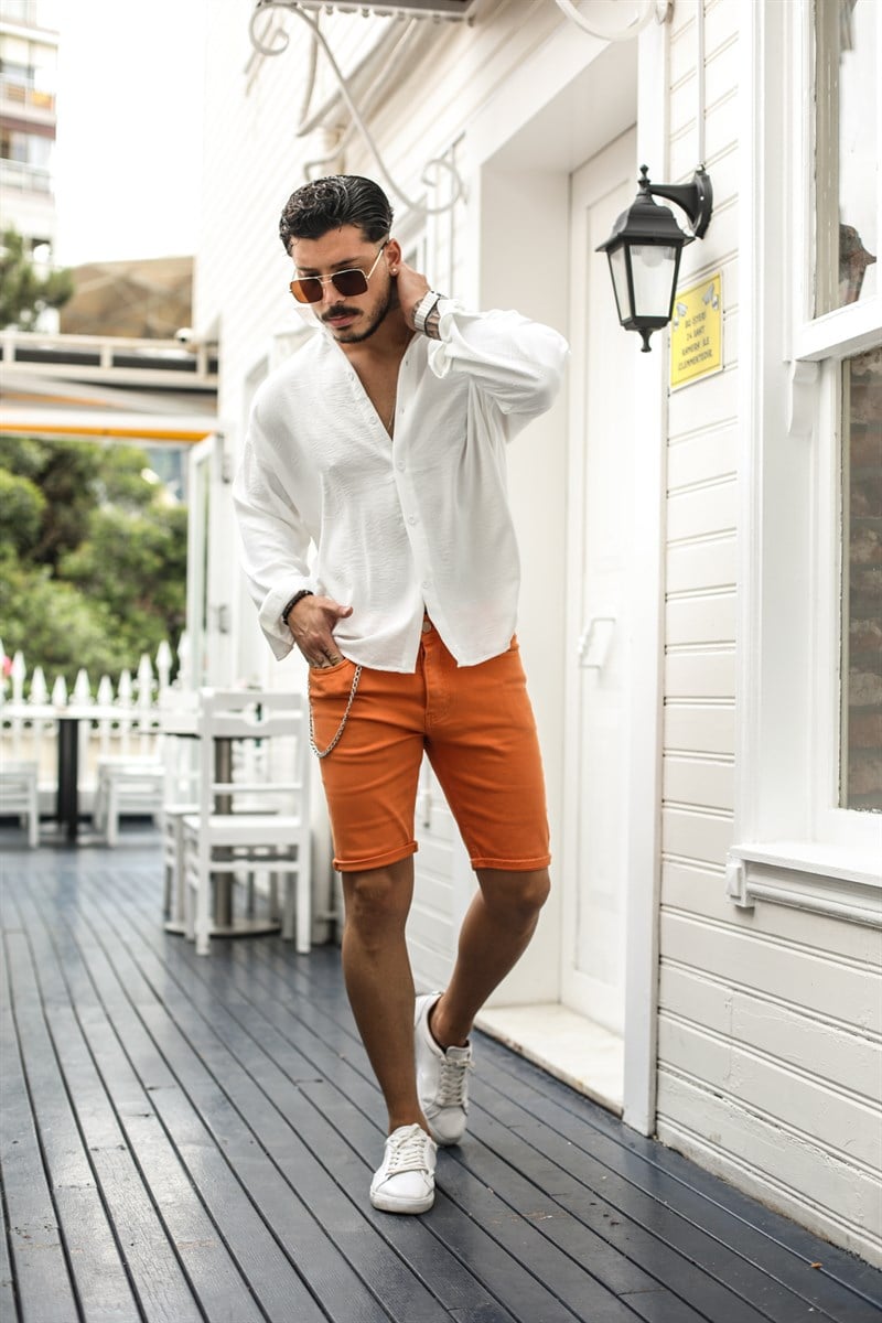 Zincir Detaylı Basic jean Şort
