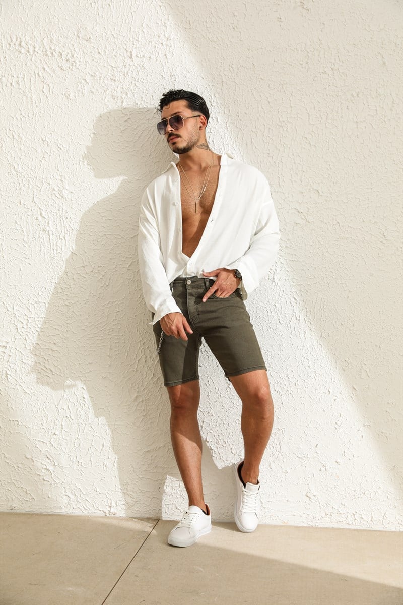 Zincir Detaylı Basic jean Şort