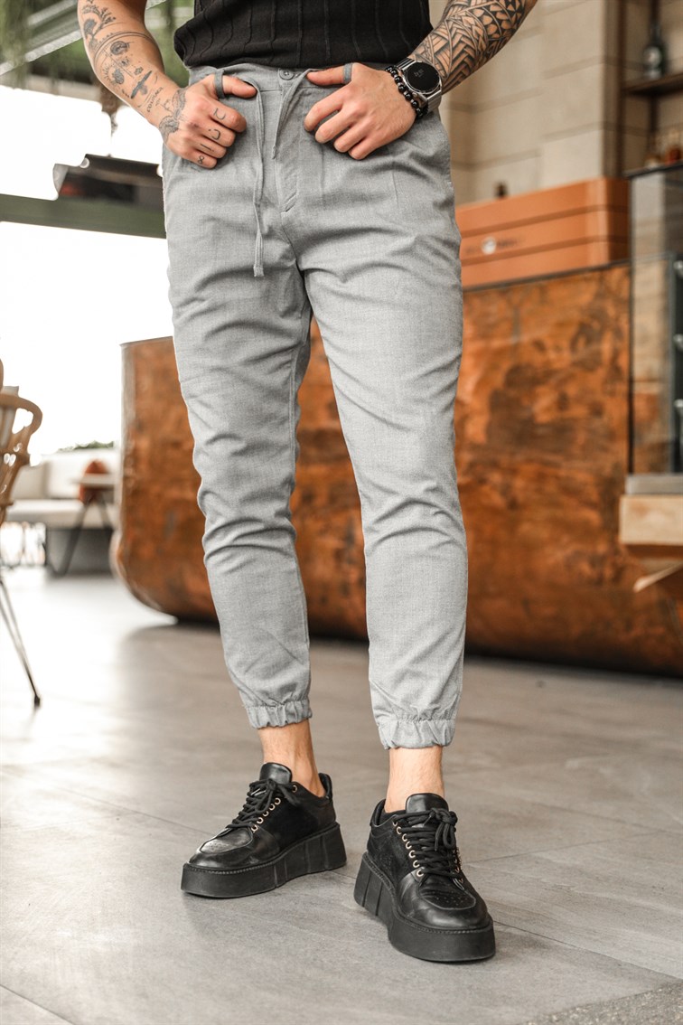 Pileli Klasik Kumaş Jogger Pantolon - Outfit-Man
