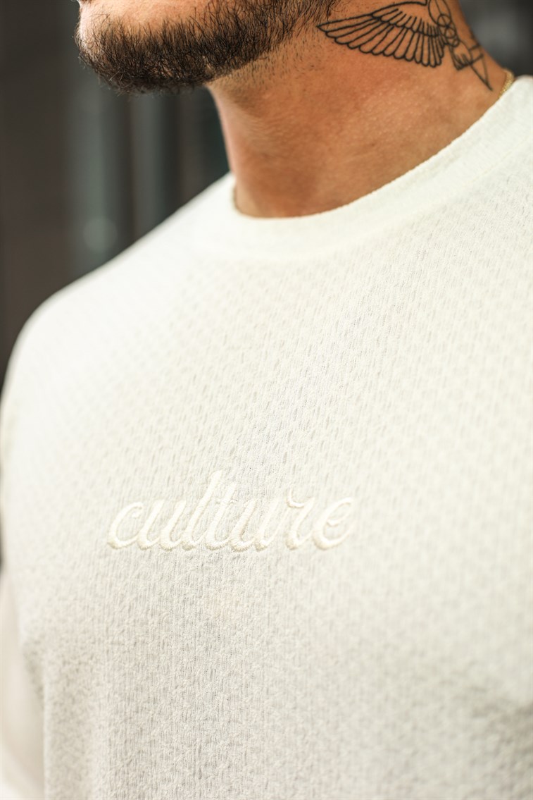 Culture Nakışlı Dokulu Oversize T-Shirt