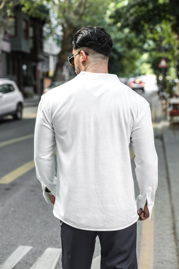 V Yaka Uzun Kollu Oversize Gömlek