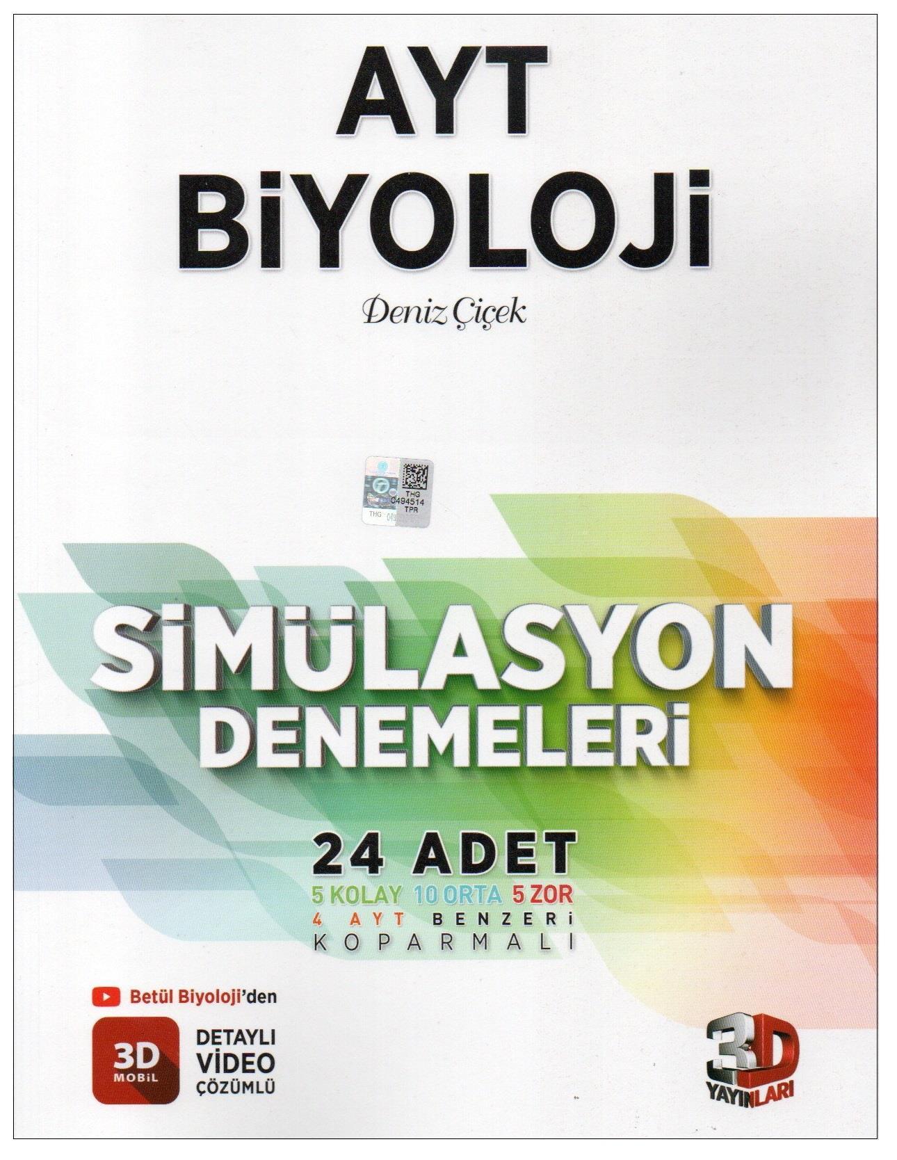 3D Yayınları Ayt Sım. Biyoloji Denemeleri3D Yayınları Ayt Sım. Biyoloji Denemeleri - Kirtasiyem.netAYT