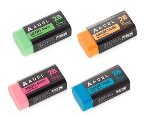 Adel Neon Dust-Free Silgi, 4 Renk_30 (1 Adet)