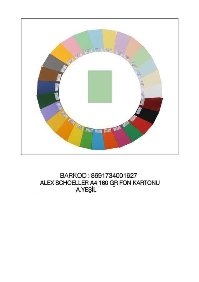 Alex Fon Kartonu 25x35 No:09 A.Yeşil 100 lüKolej Fon Kartonu 25X35 No:09 A.Yeşil *100  - Kirtasiyem.netFon Kartonu