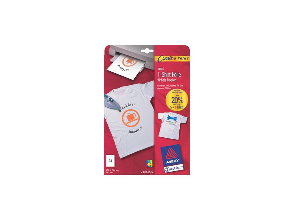 Avery T-Shirt-Folie Transfer Kağıdı 5+1 C9405-5Avery T-Shirt-Folie Transfer Kağıdı 5+1 C9405-5 - Kırtasiyem.netTransfer Kağıtları