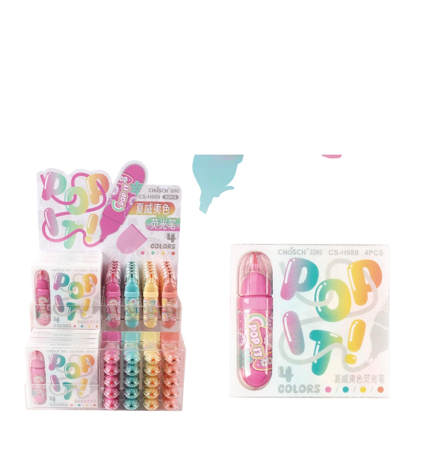 Bu-Bu Fosforlu Kalem Pop-It 4 Renk Stand 120'Li BUBU-FOS004Fosforlu Kalemler