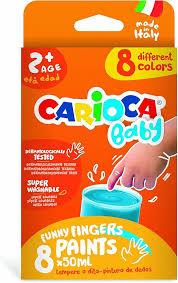 Carioca Bebek Parmak Boyası 8 Renk 8X50 Ml Süper Yıkanabilir 2+ Yaş