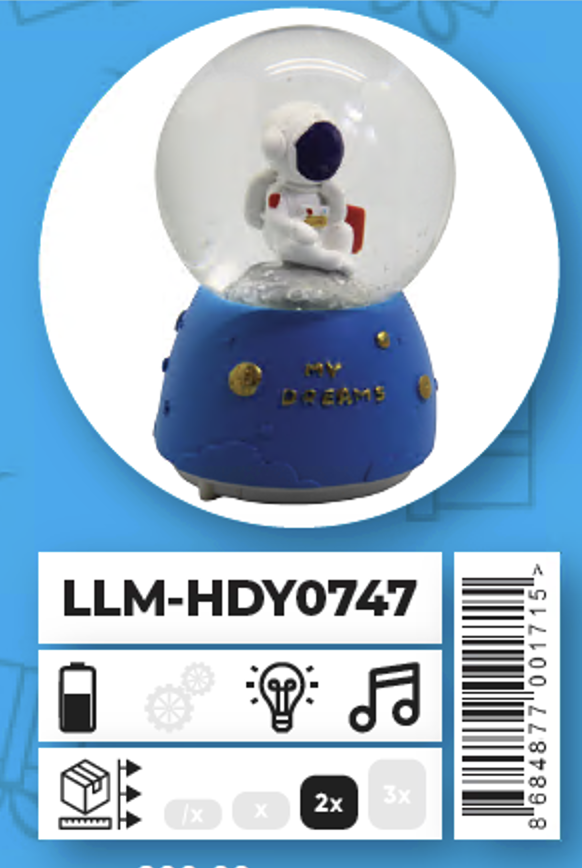 Ceren Kar Küresi Orta Boy Astronot LLM-HDY0747Diğer Kırtasiye Ürünleri