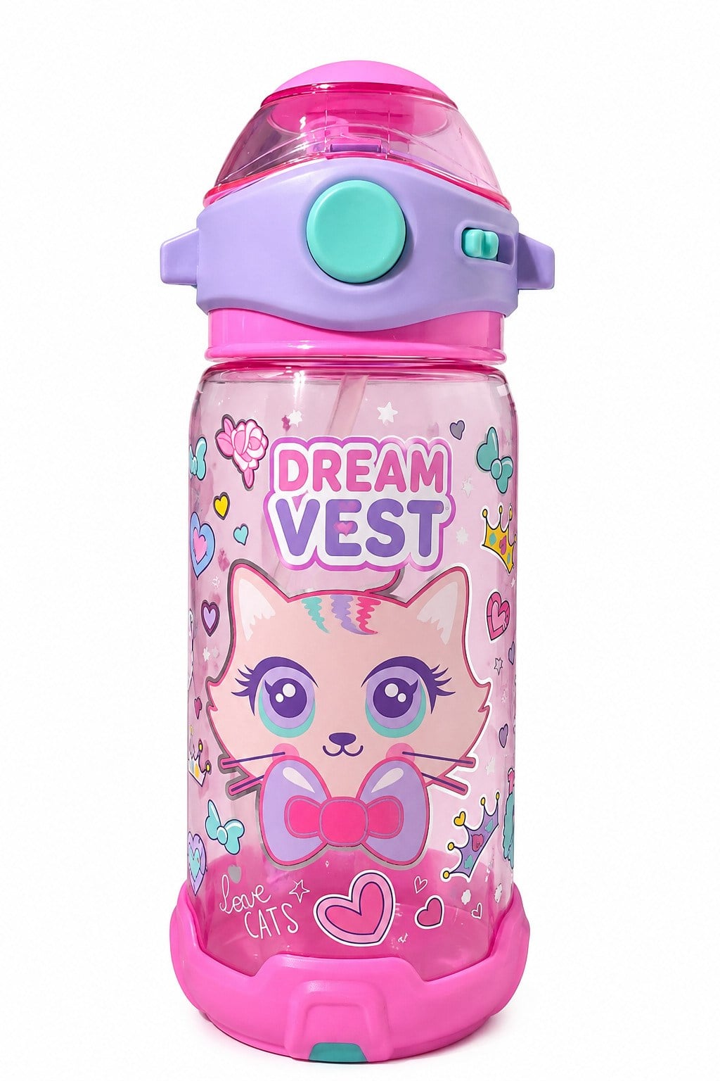 Dream Vest Süslü Kedi Şeffaf Matara 650 Ml.(U2051) Diğer Kırtasiye Ürünleri
