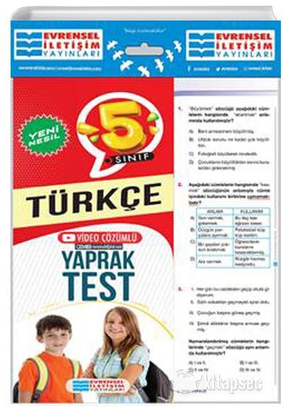 Evrensel 5. Sınıf Türkçe Yeni Nesil Video Çözümlü Yaprak TestEvrensel 5. Sınıf Türkçe Yeni Nesil Video Çözümlü Yaprak Test - Kirtasiyem.netİlkokul